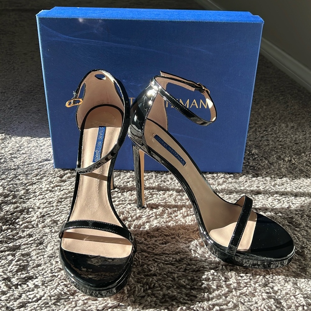 Stuart Weitzman Nudist Disco in Black Patent - US size 10.5M